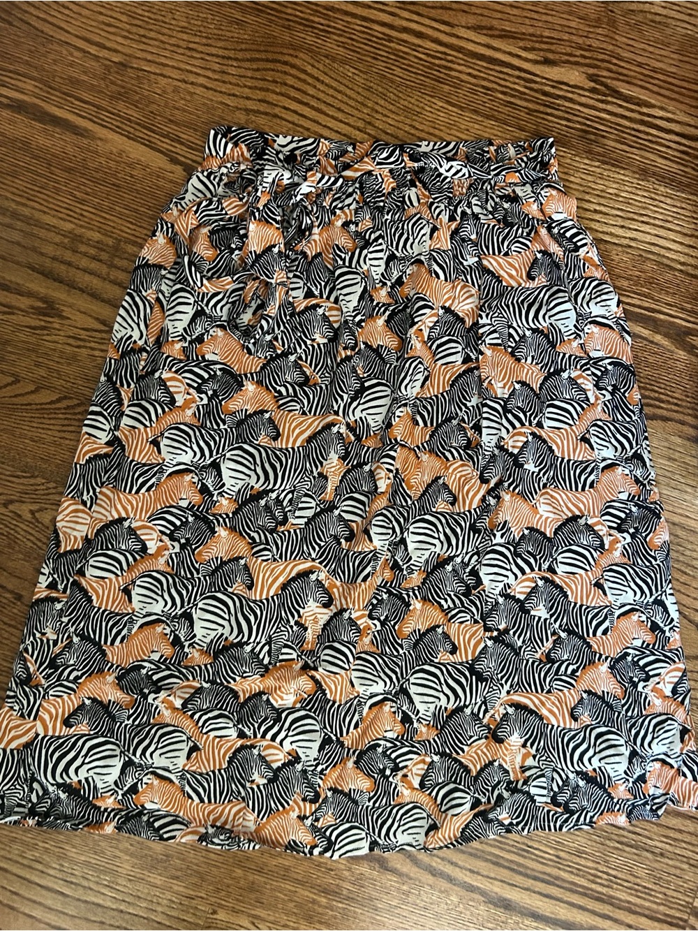 Anthropologie Zebra-Stripe Midi Skirt in Black, White & Orange